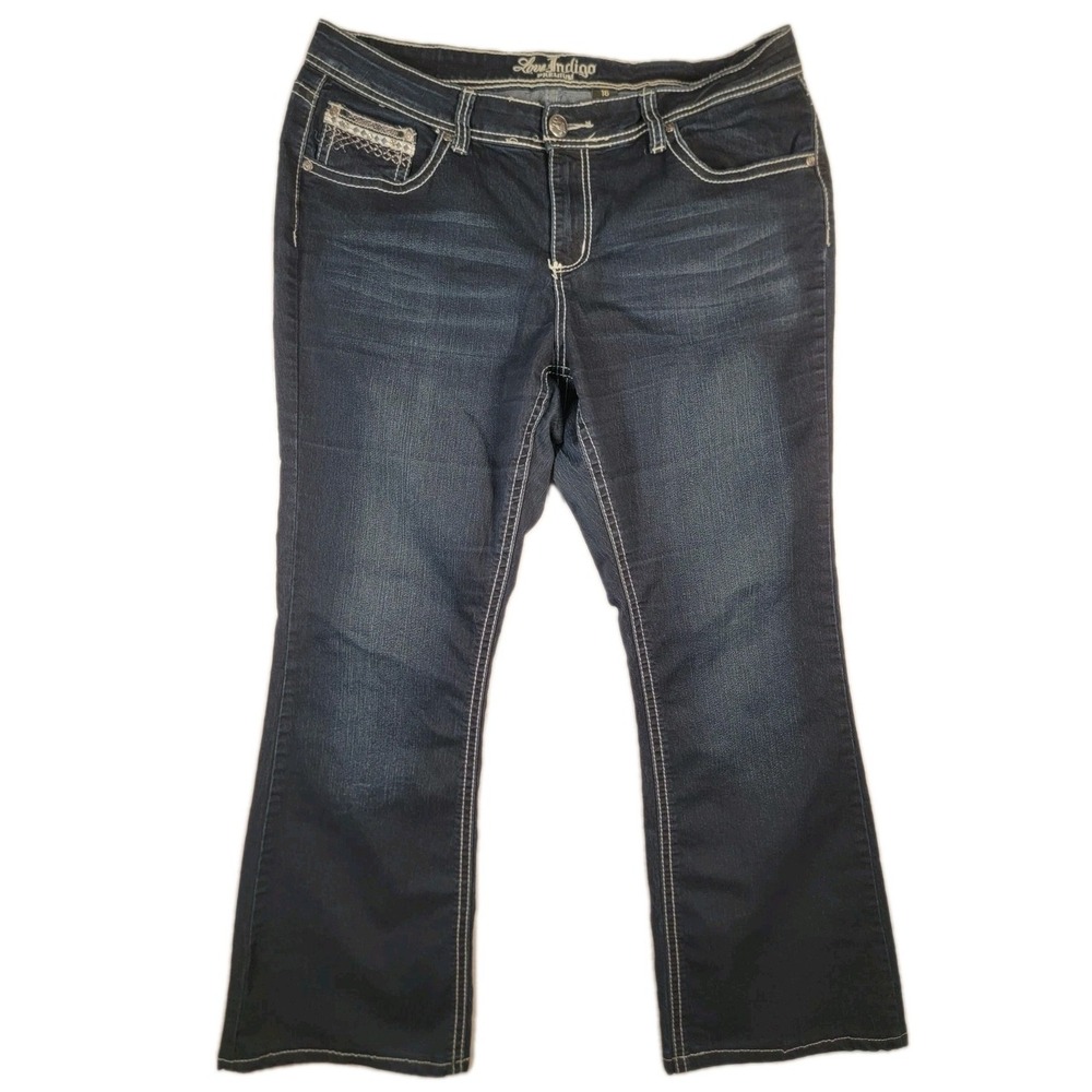 Love Indigo Premium Bootcut Jeans Womens‎ 16 Dark Wash Embellished Pockets